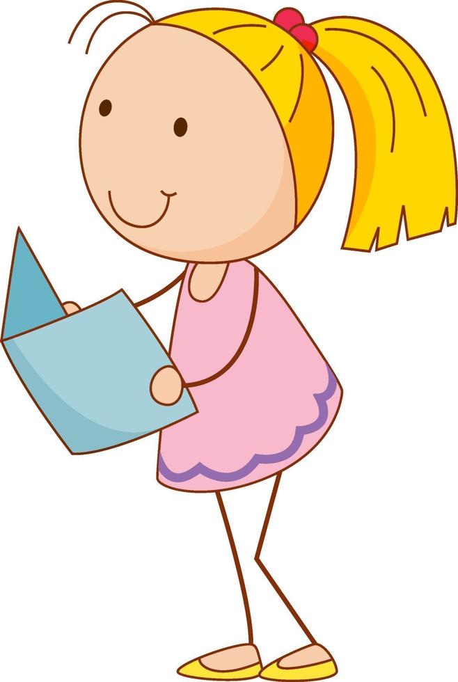 A girl cartoon character in doodle style isolated vector