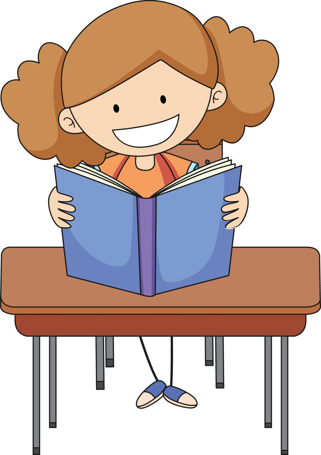 A doodle kid reading a book cartoon character isolated 2593949 Vector