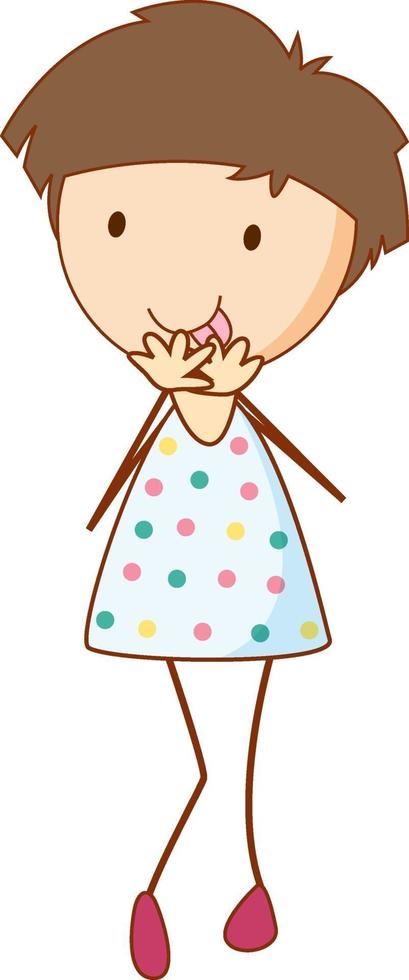 Cute girl cartoon character in hand drawn doodle style isolated vector