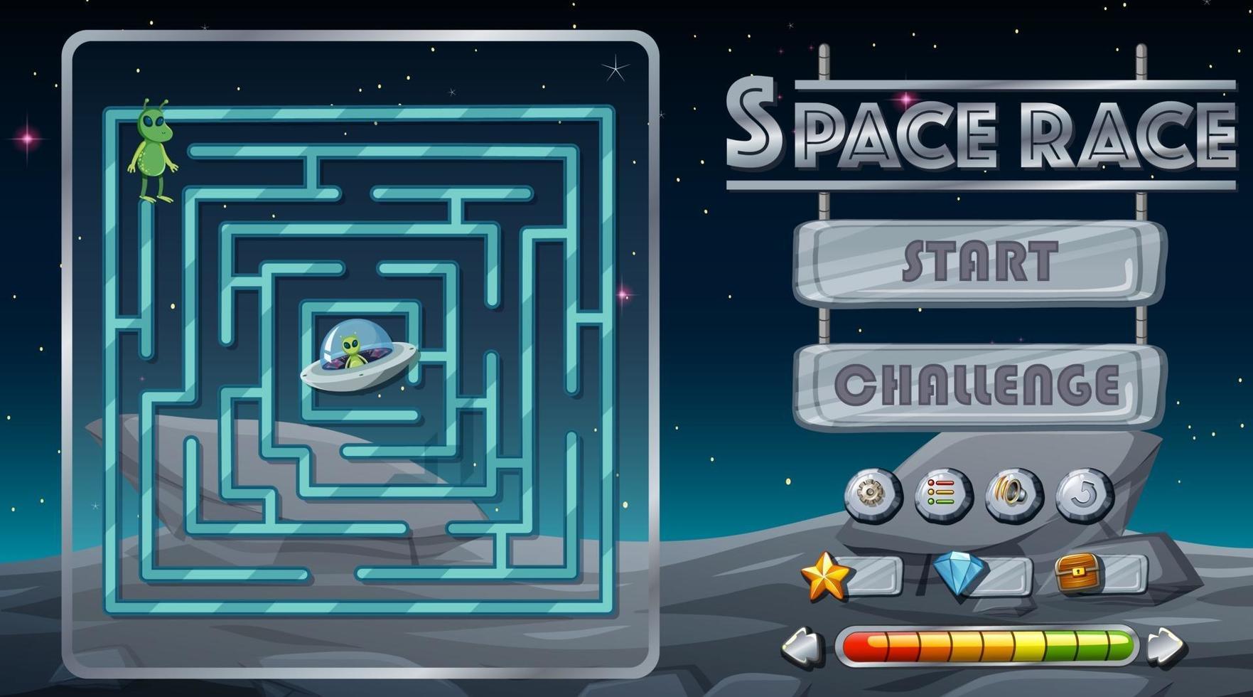 Maze game with space theme template vector