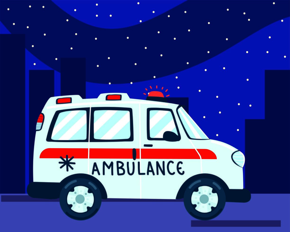 ambulance transport night vector