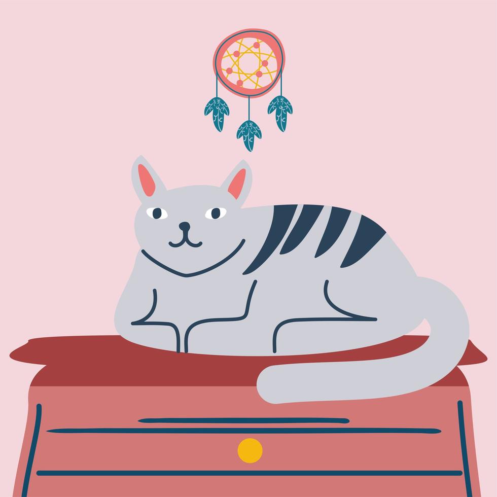 cat on table vector