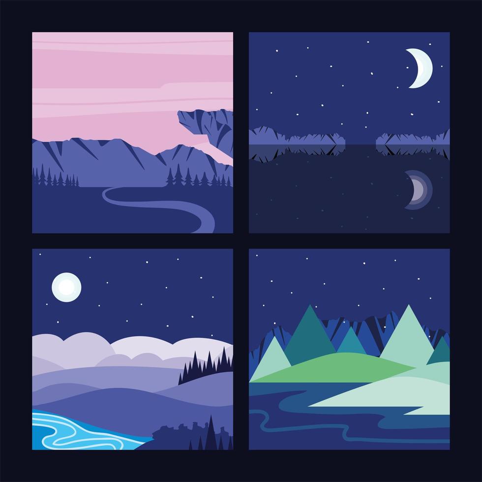 landscape night cards vector