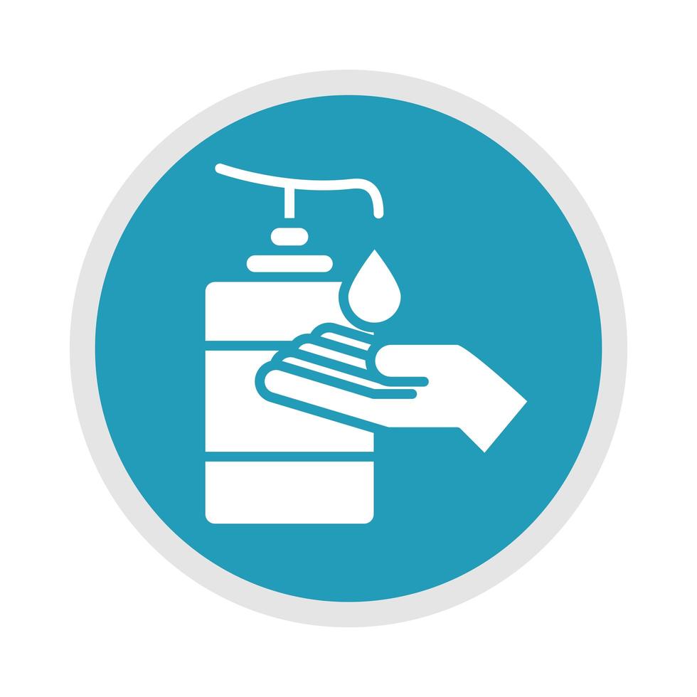 new normal use alcohol gel disinfection after coronavirus disease covid 19 blue silhouette icon vector