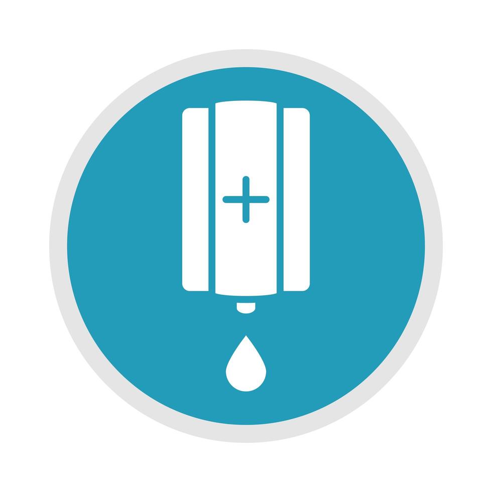 new normal disinfection soap liquid after coronavirus disease covid 19 blue silhouette icon vector