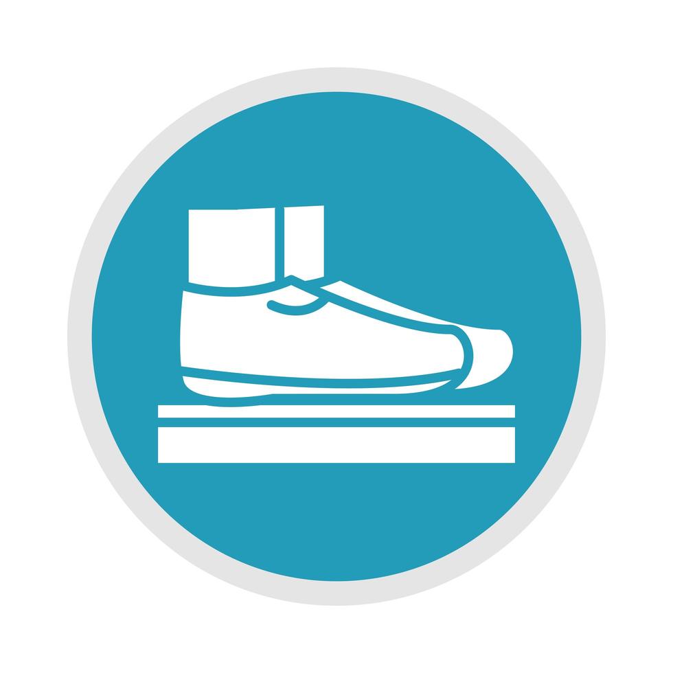 new normal disinfecting foot prevention after coronavirus disease covid 19 blue silhouette icon vector