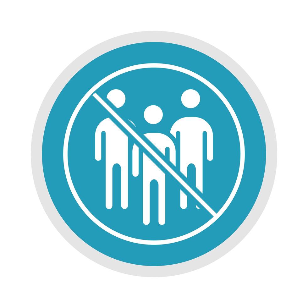 new normal avoid crowded places after coronavirus disease covid 19 blue silhouette icon vector