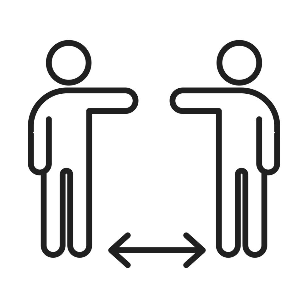 new normal social distancing after coronavirus disease covid 19 linear icon style vector