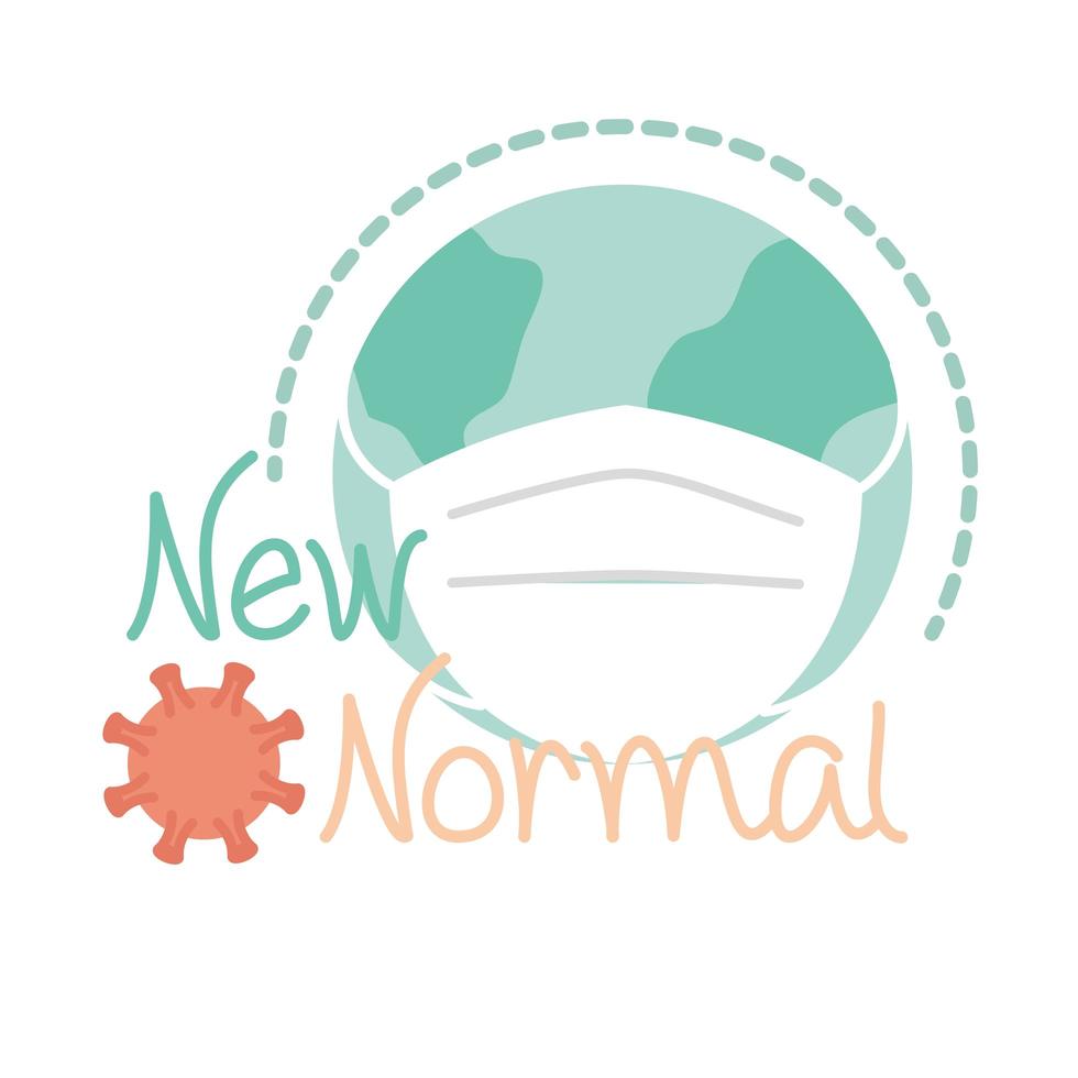 new normal world wear mask prevention after coronavirus hand made style flat vector