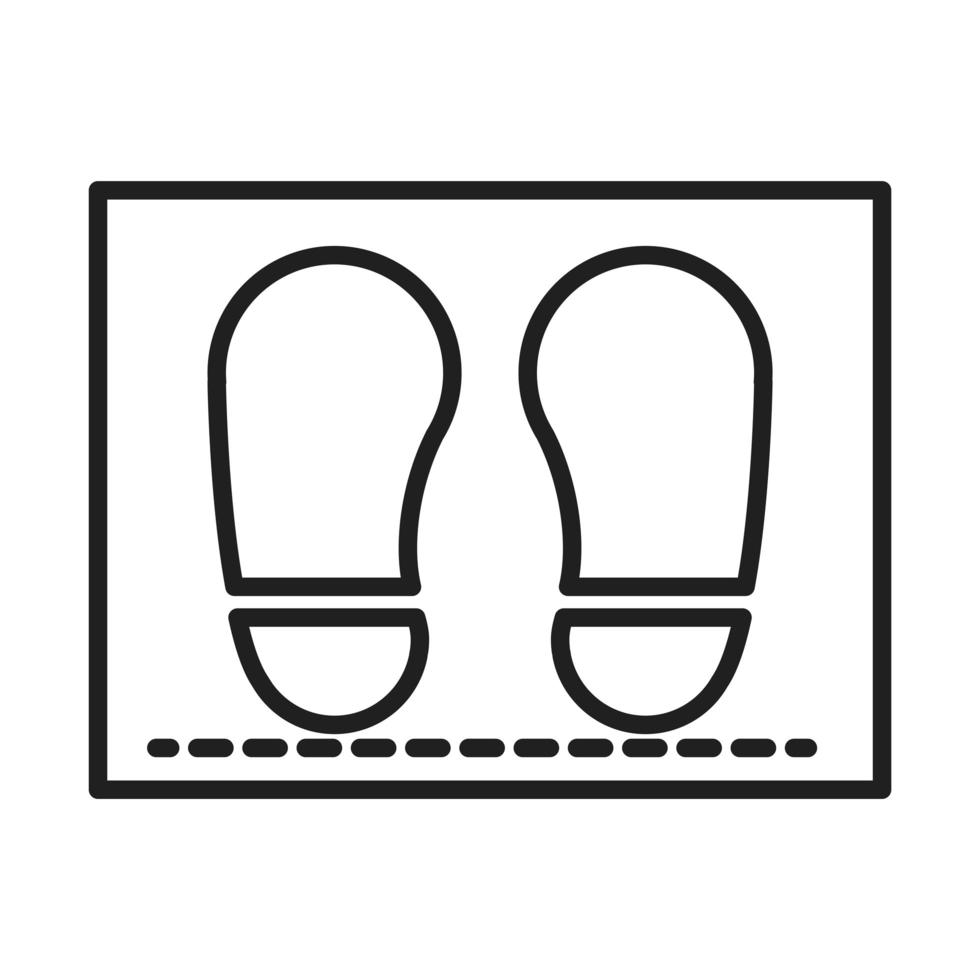 new normal social distancing with floor signs after coronavirus disease covid 19 linear icon style vector