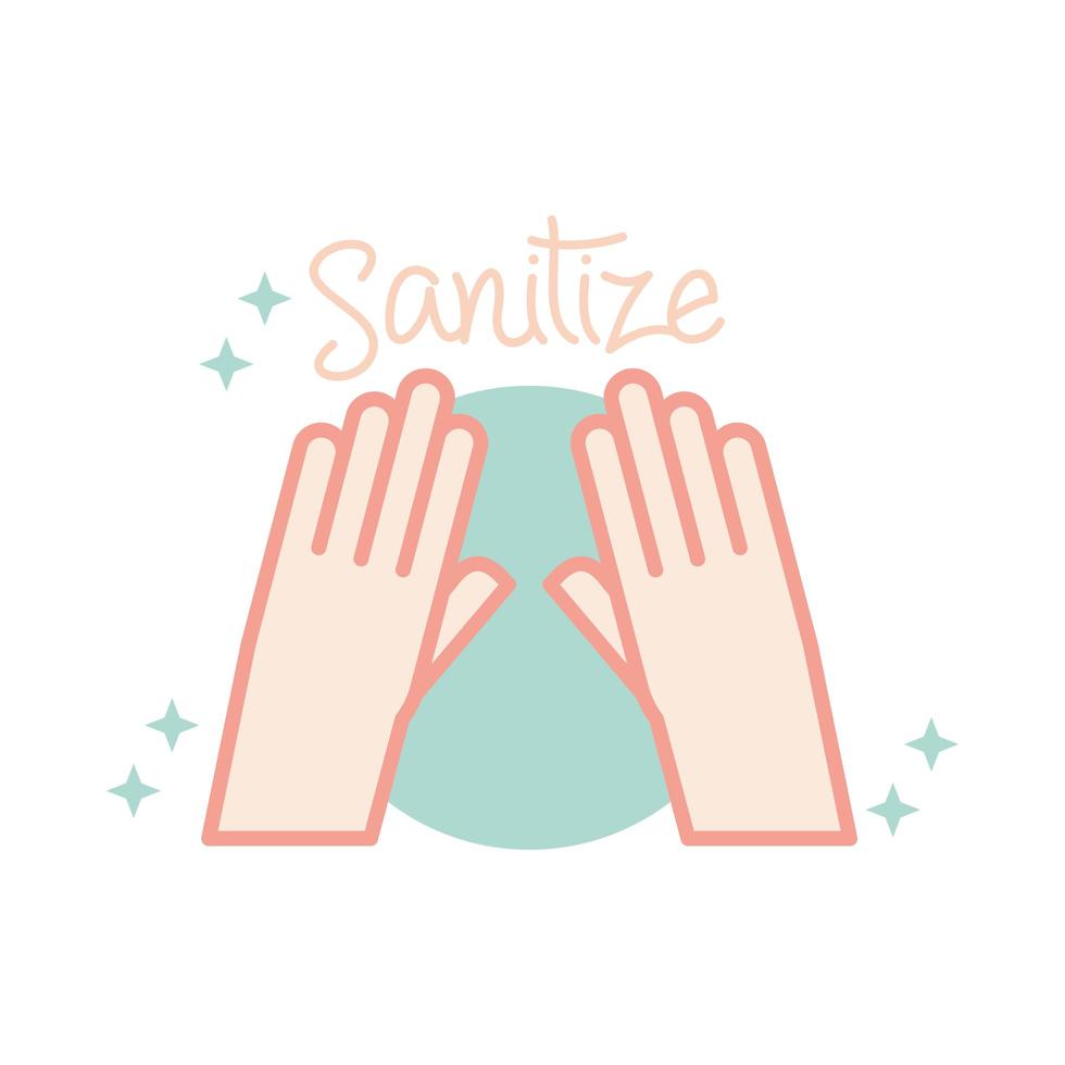 new normal sanitize hands frequently after coronavirus hand made style flat vector