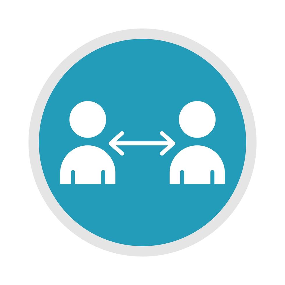 new normal social distancing lifestyle after coronavirus disease covid 19 blue silhouette icon vector