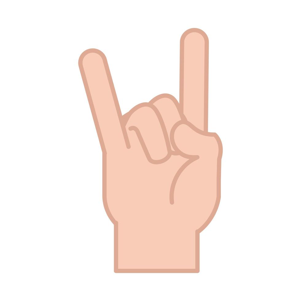 sign language hand gesture rock n roll line and fill icon vector