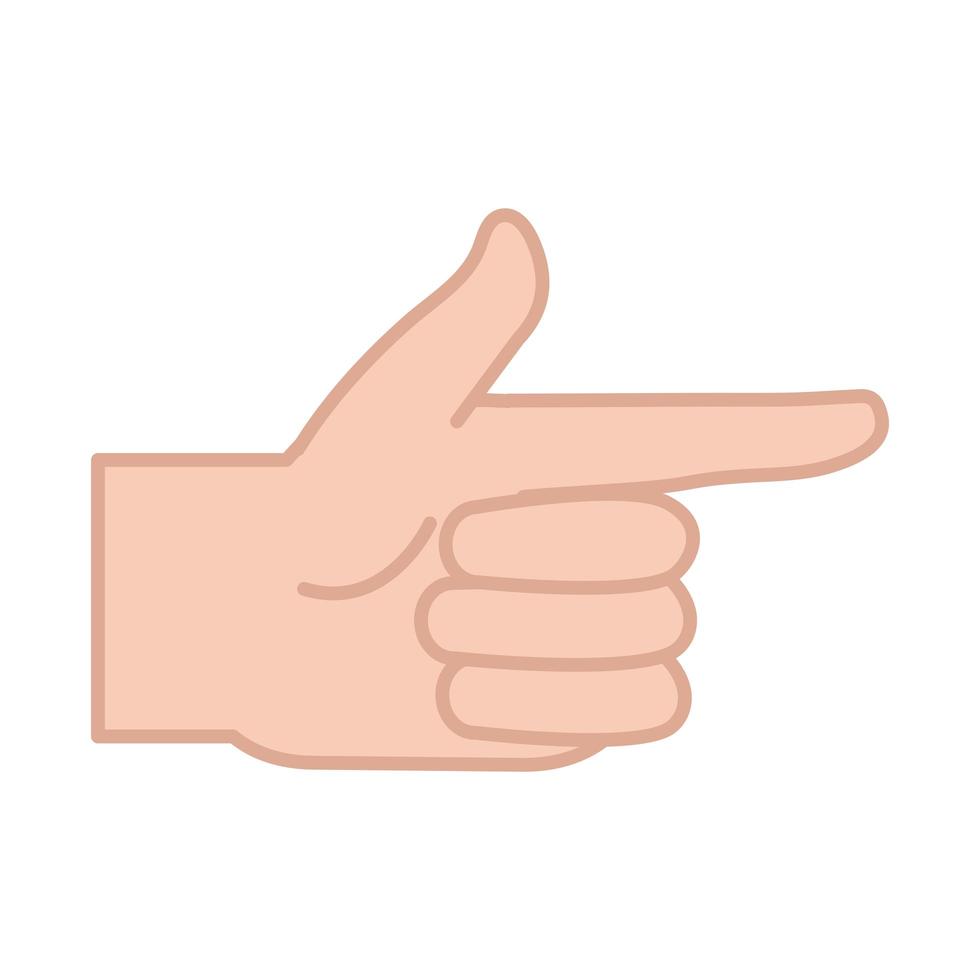 gesto de la mano del lenguaje de señas que indica la línea de dirección correcta vector