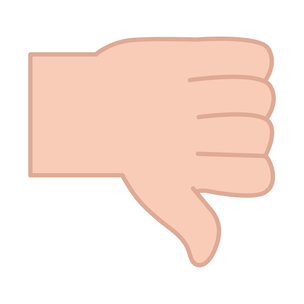 sign language hand gesture showing thumb down line and fill icon vector