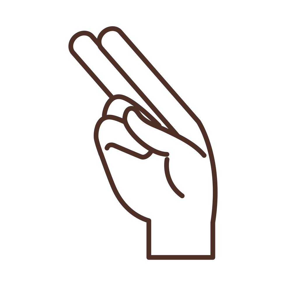 sign language hand gesture indicating h letter line icon vector