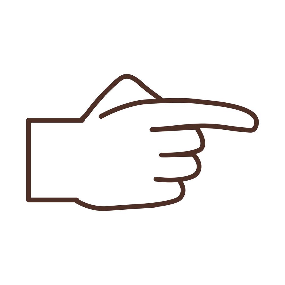 sign language hand gesture pointing with index finger line icon vector