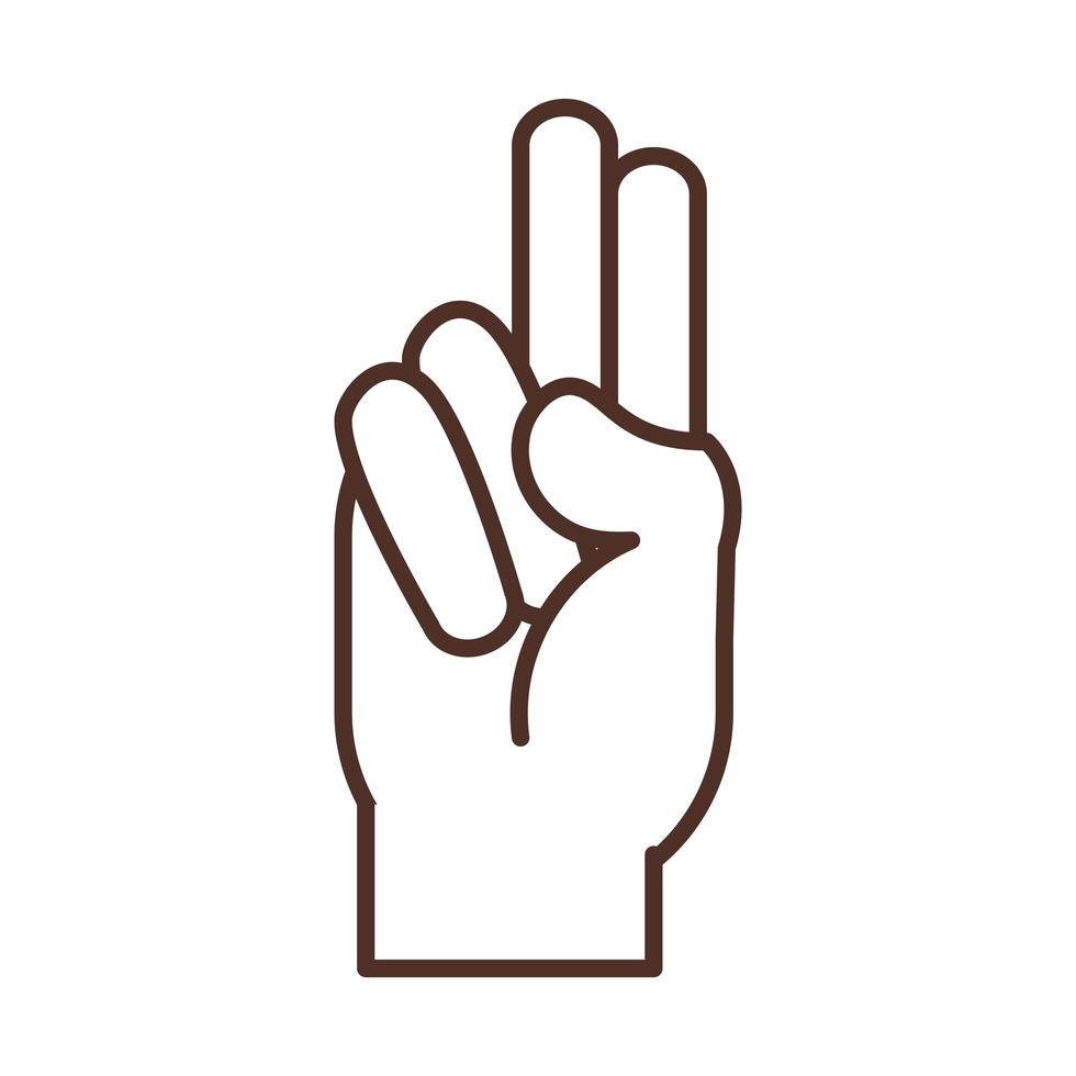 sign language hand gesture indicating u letter line icon vector