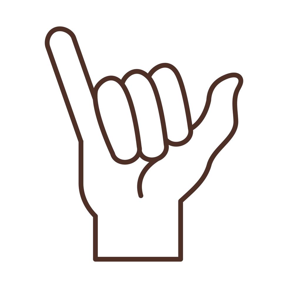 sign language hand gesture indicating y letter line icon vector