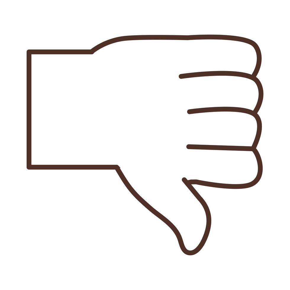 lenguaje de señas gesto de la mano que muestra el pulgar hacia abajo icono vector