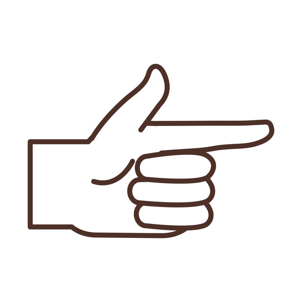 lenguaje de señas gesto de la mano que indica el icono de línea de dirección correcta vector