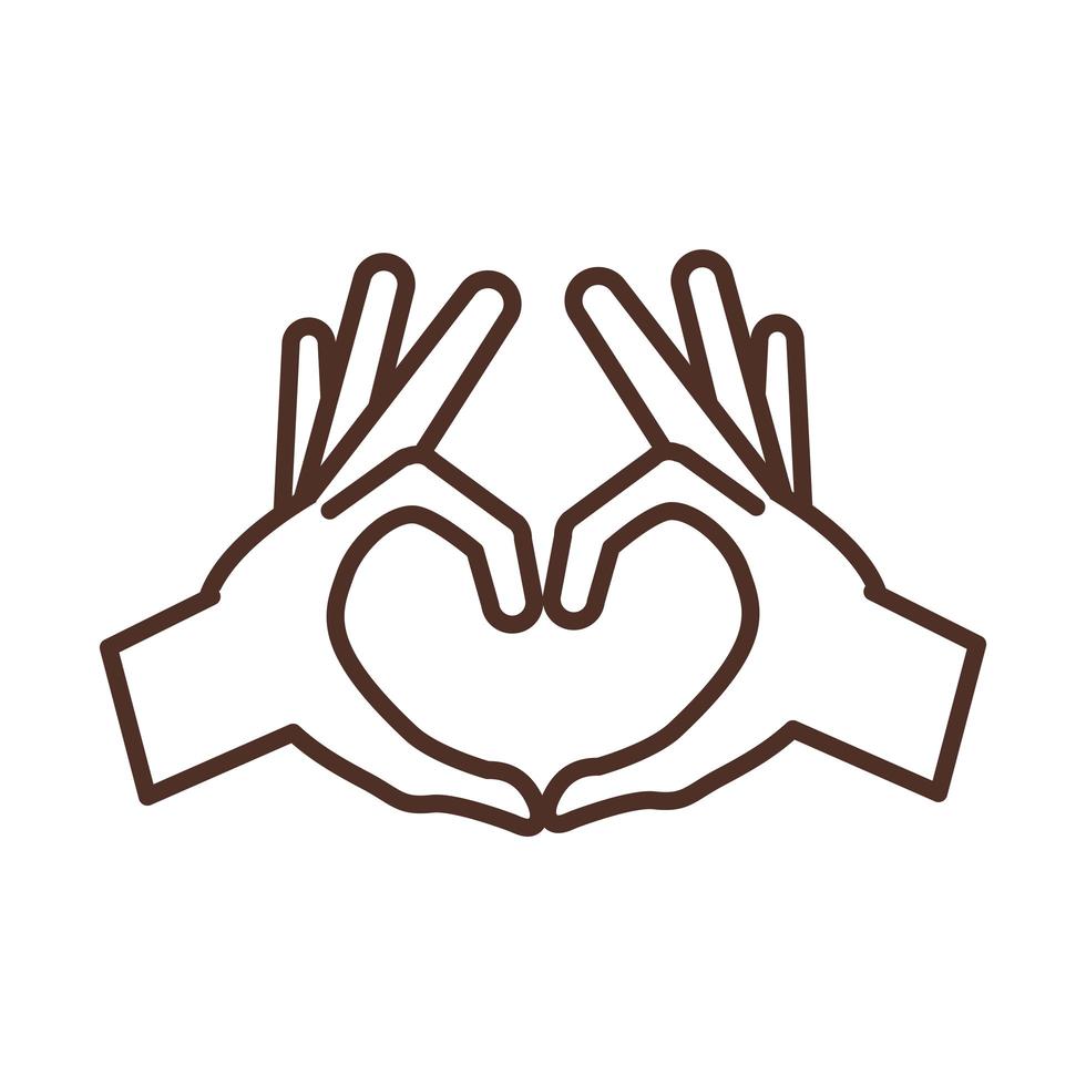 sign language hands gesture heart love line icon vector