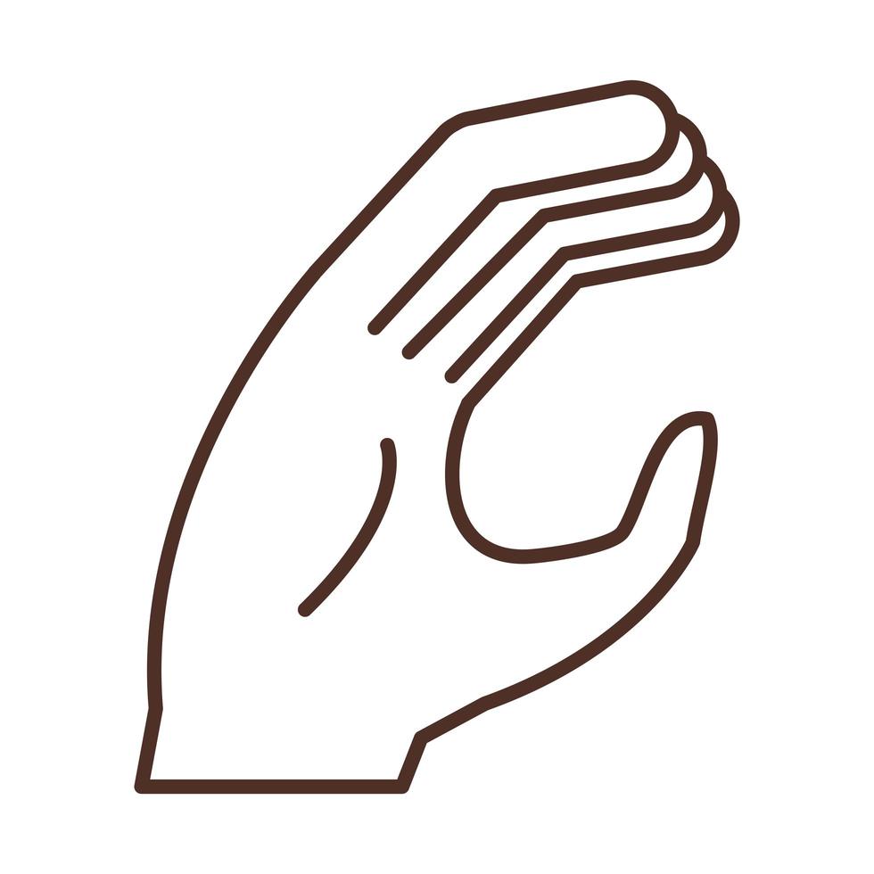 sign language hand gesture indicating c letter line icon vector