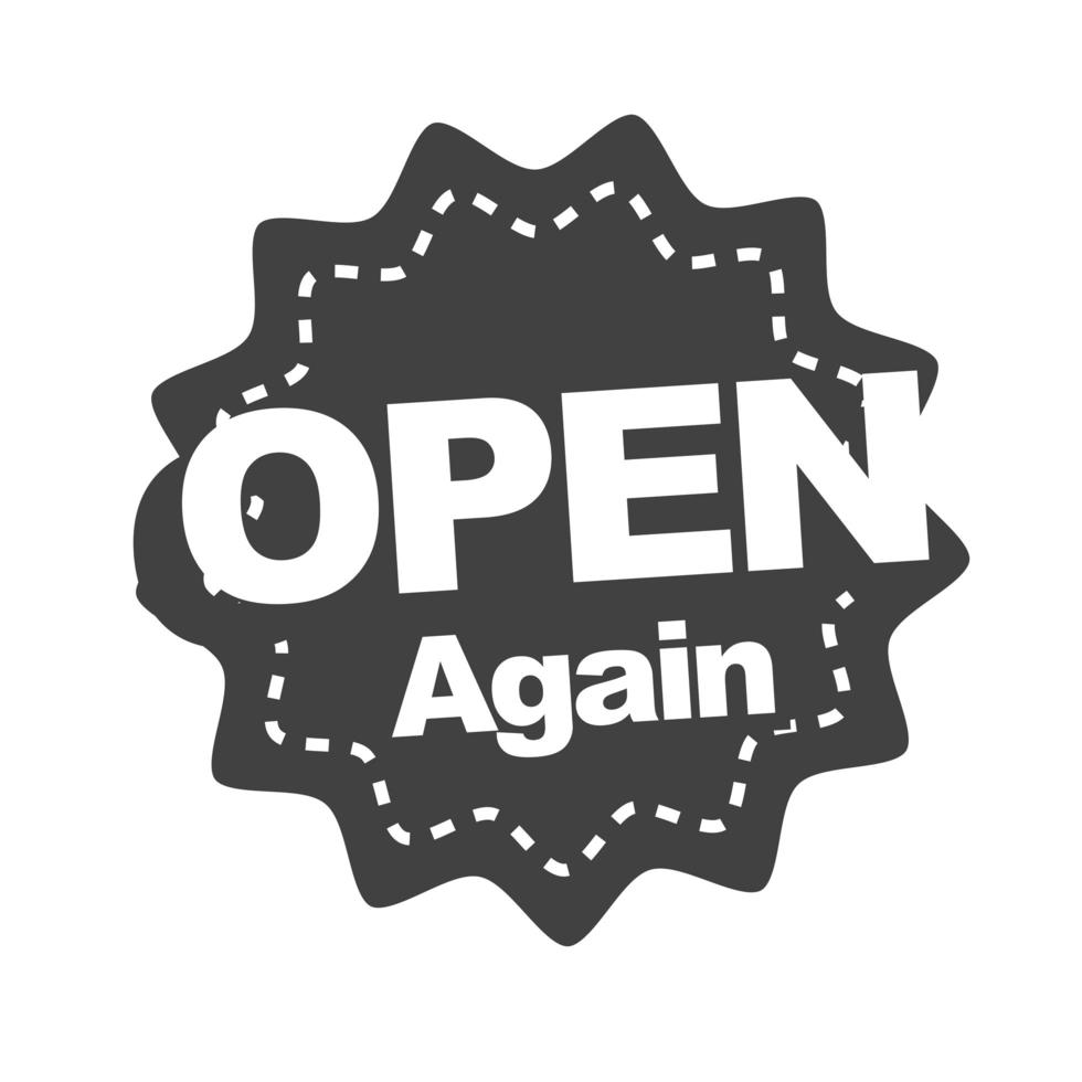 open again business sticker label silhouette icon vector