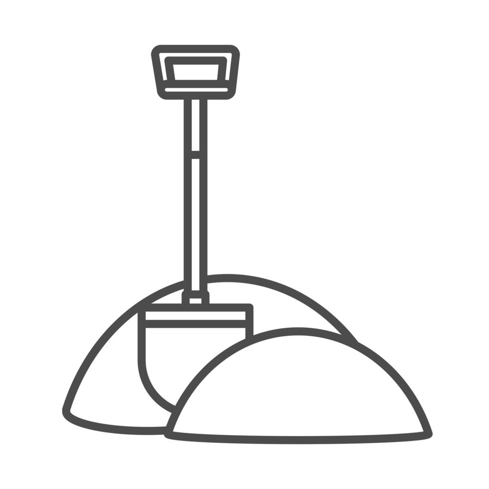 gardening shovel in soil tool line icon style vector