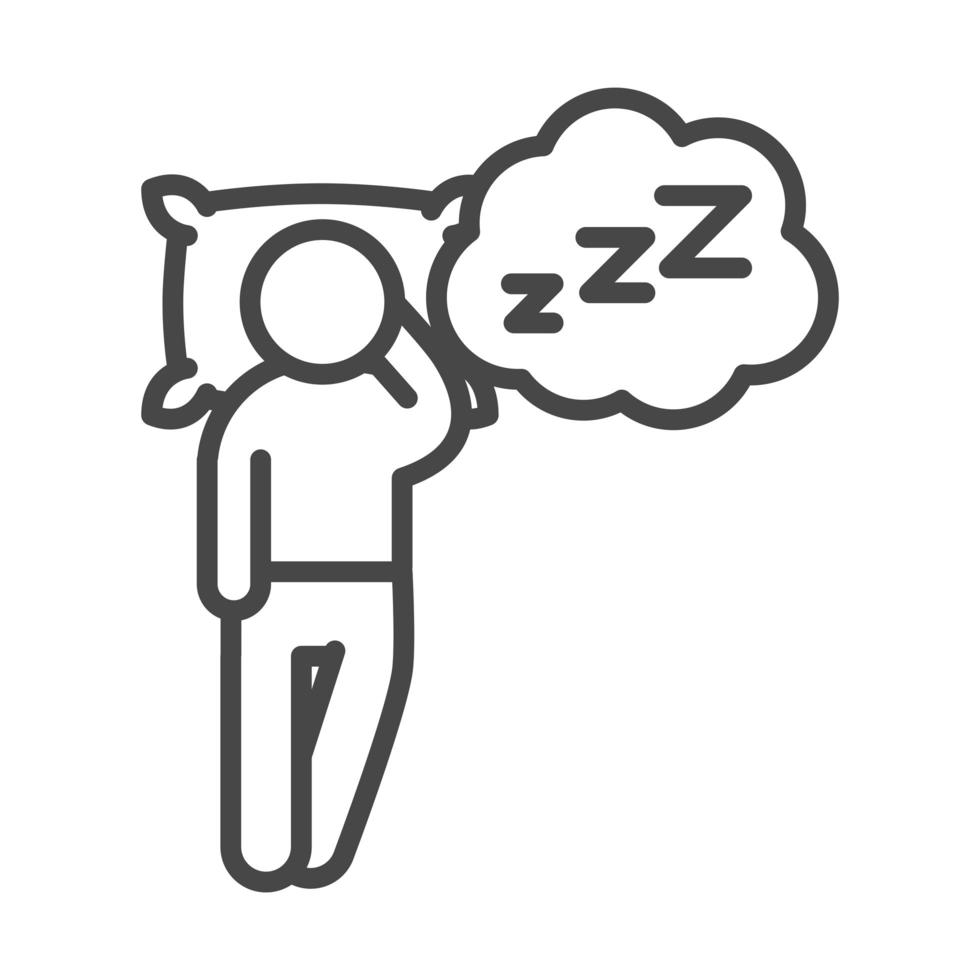 avatar de insomnio durmiendo con almohada estilo de icono lineal vector