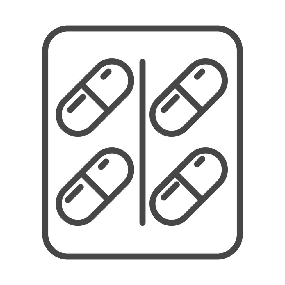medicine prescription package capsules medication linear icon style vector