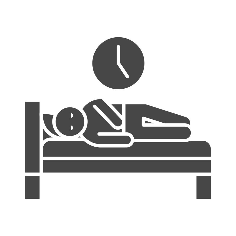 insomnio relajante persona en la cama antes de acostarse silueta icono estilo vector