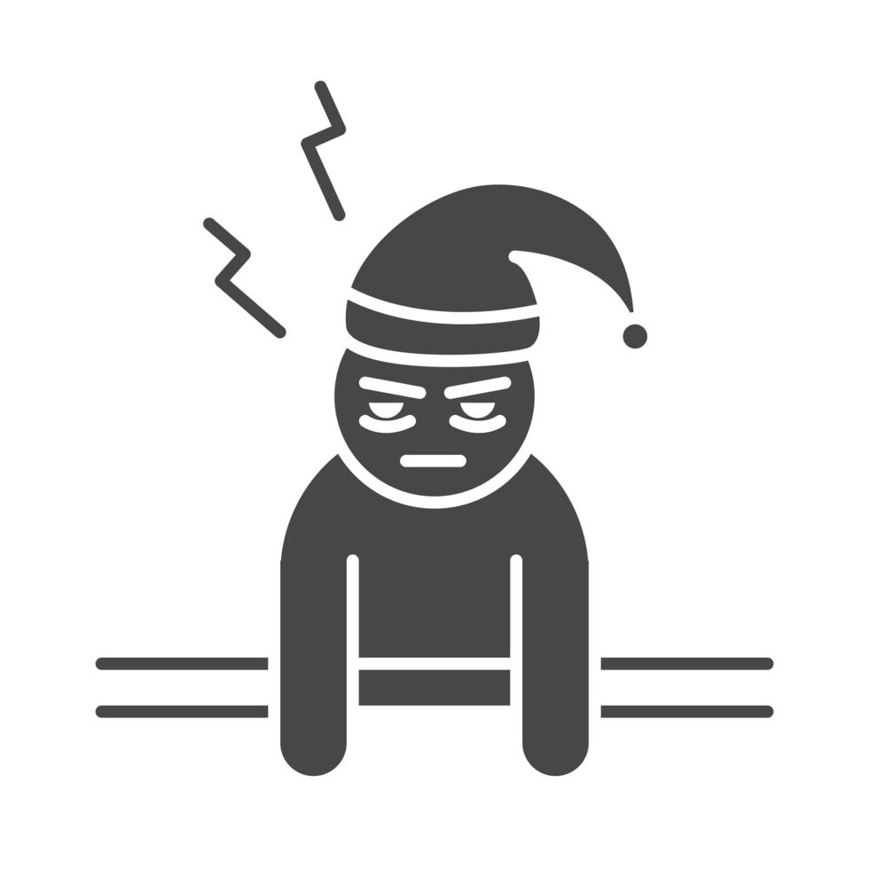 insomnia sleepless man with hat silhouette icon style vector