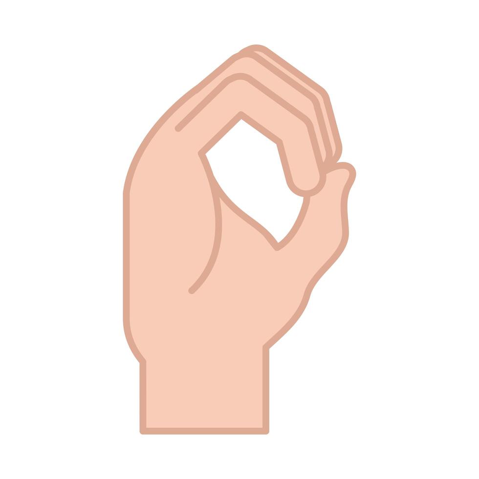 sign language hand gesture indicating o letter line and fill icon vector