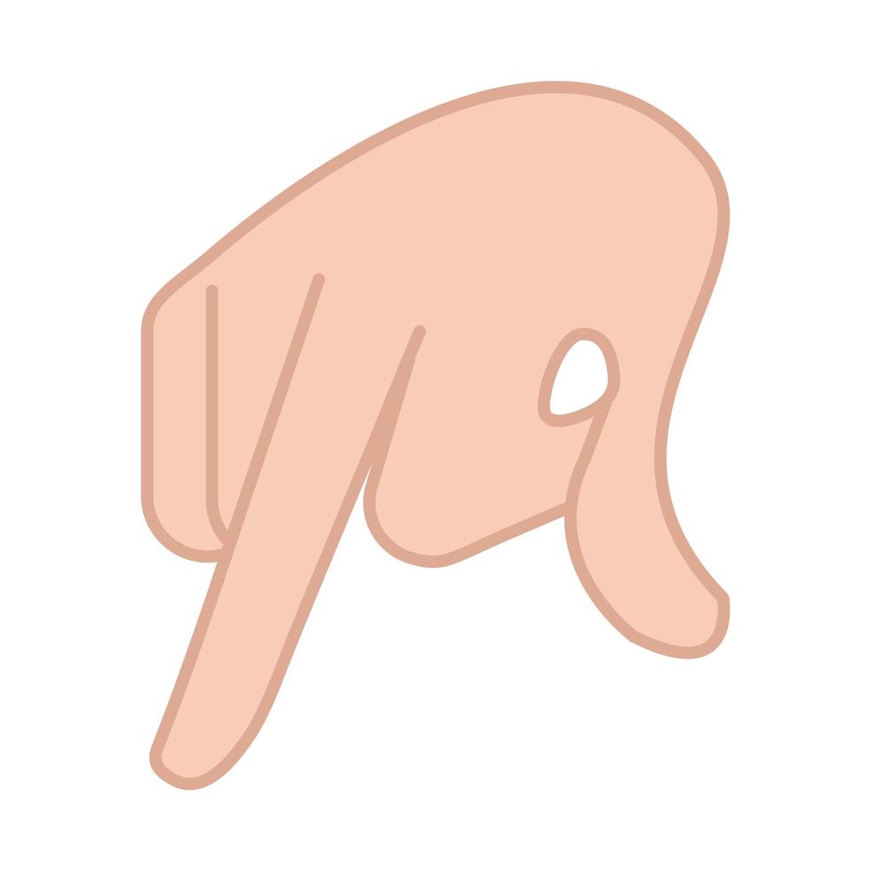 sign language hand gesture indicating q letter line and fill icon vector