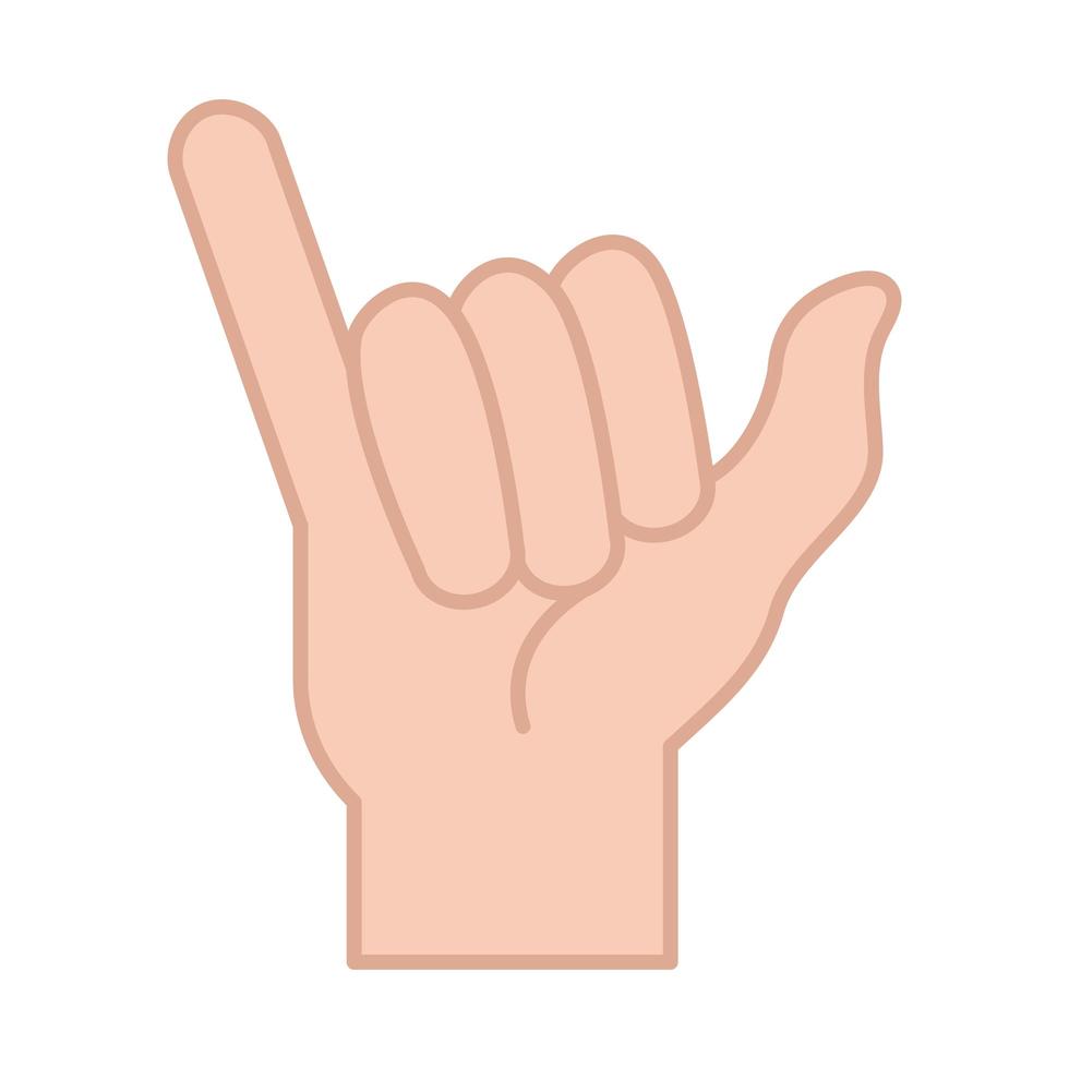 sign language hand gesture indicating y letter line and fill icon vector