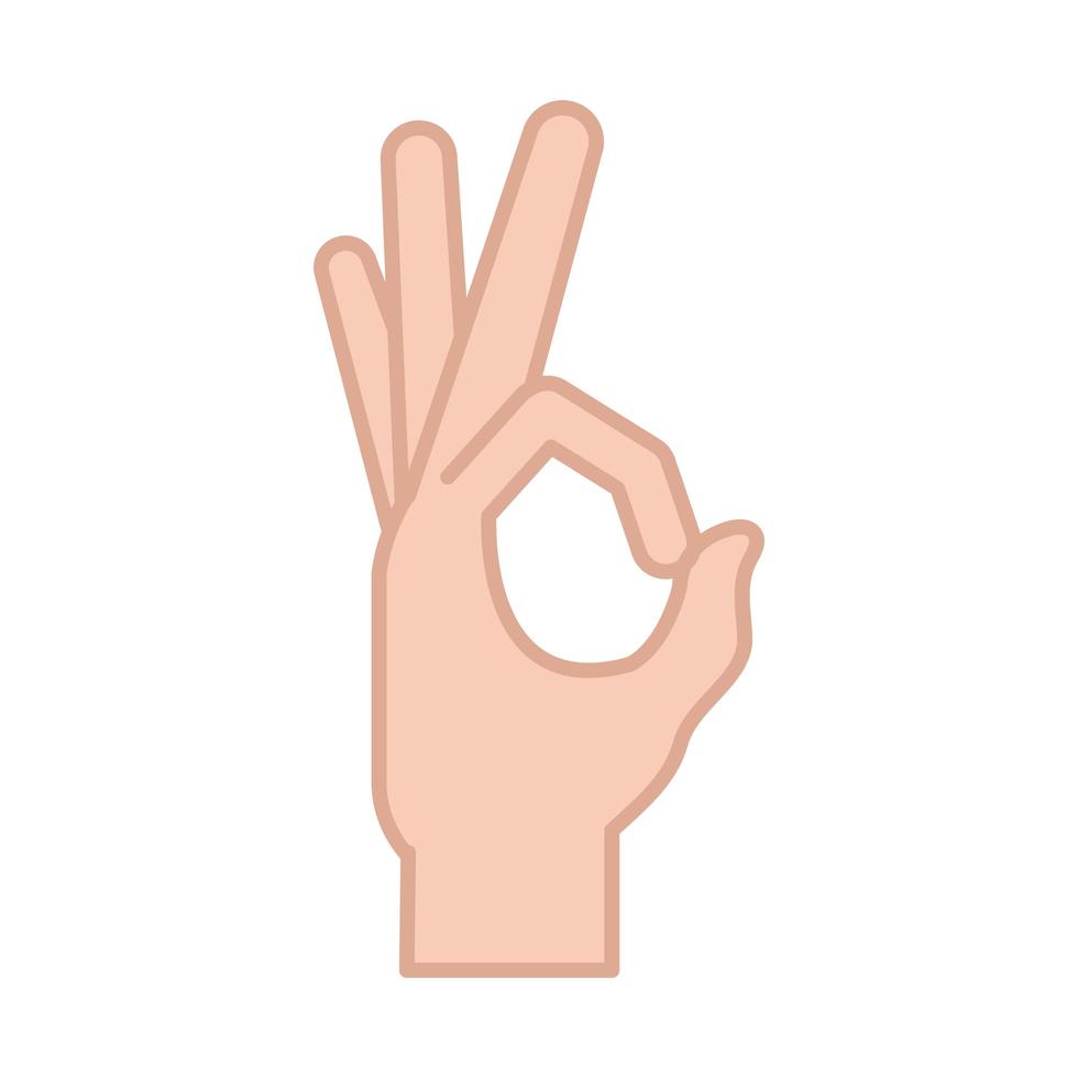 sign language hand indicating ok gesture line and fill icon vector