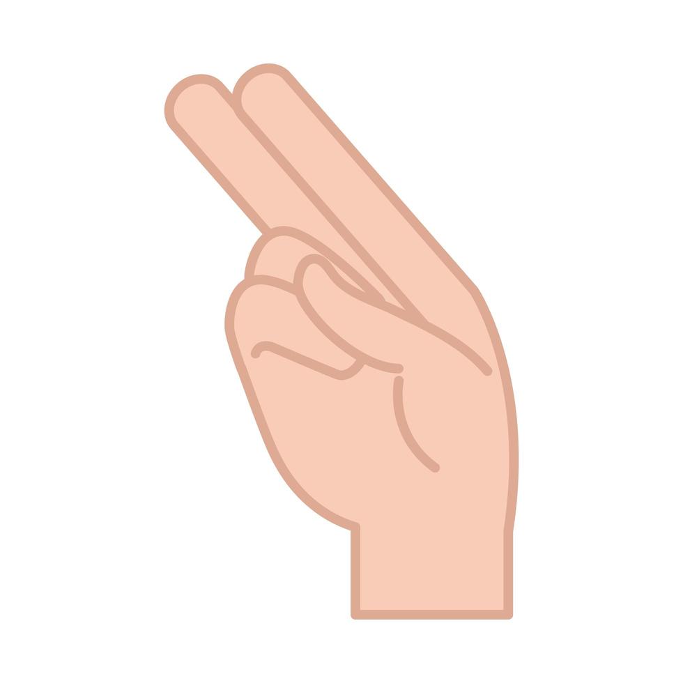 sign language hand gesture indicating h letter line and fill icon vector