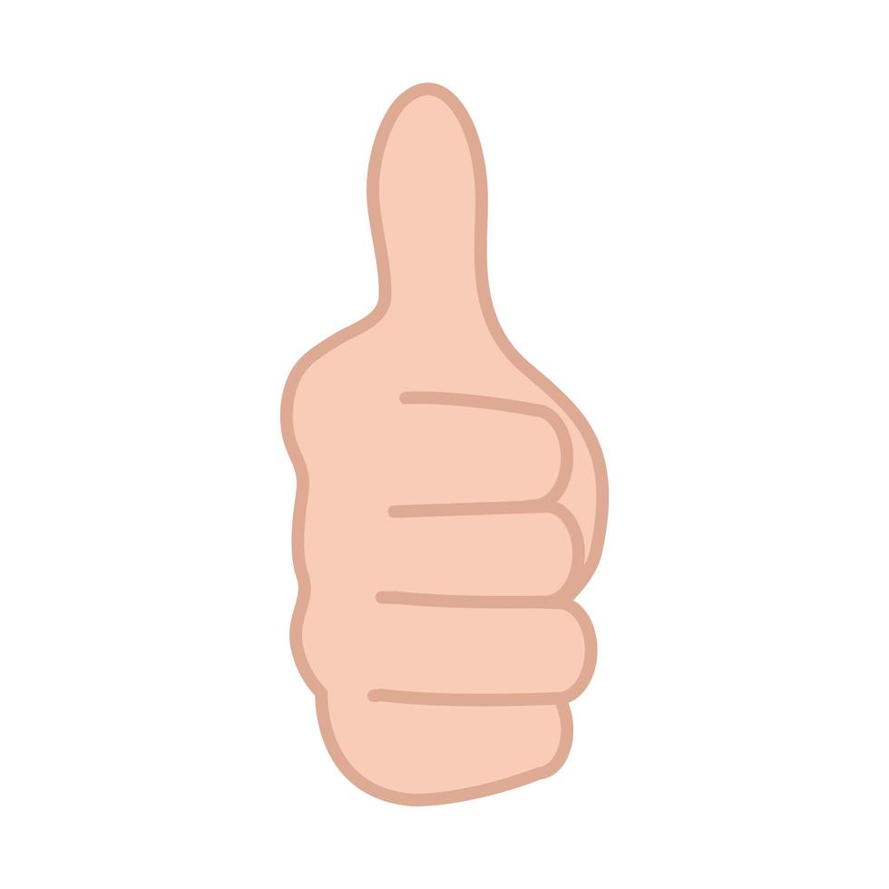 sign language hand gesture indicating thumbs up like line and fill icon vector