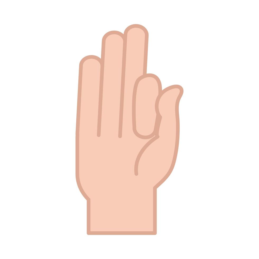 sign language hand gesture indicating f letter line and fill icon vector
