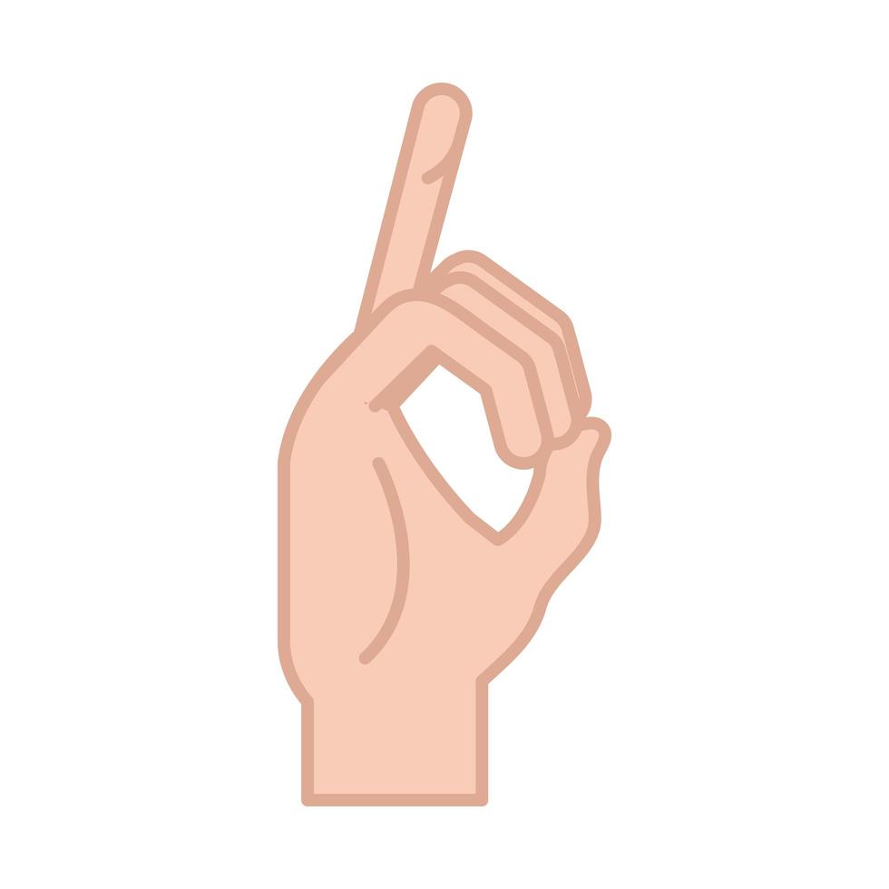 sign language hand gesture indicating d letter line and fill icon vector