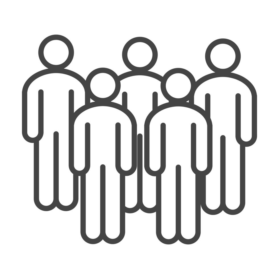 avatar de personas de pie juntos estilo de icono de línea de grupo vector
