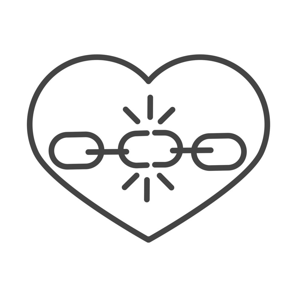 international human rights day broken chain in heart hope design line icon style vector