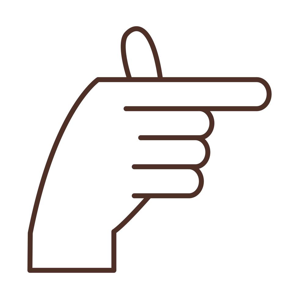 lenguaje de señas mano gesticulando expresión icono de línea vector