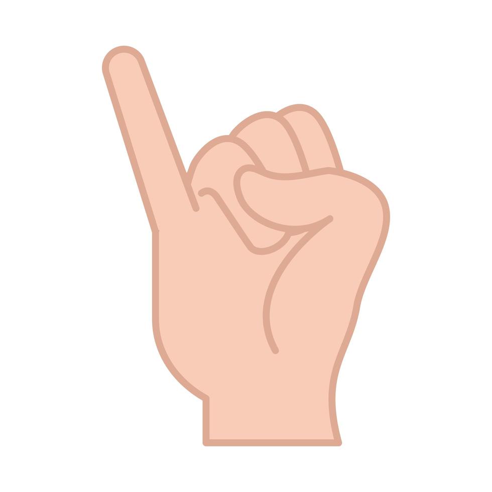 sign language hand gesture indicating j letter line and fill icon vector