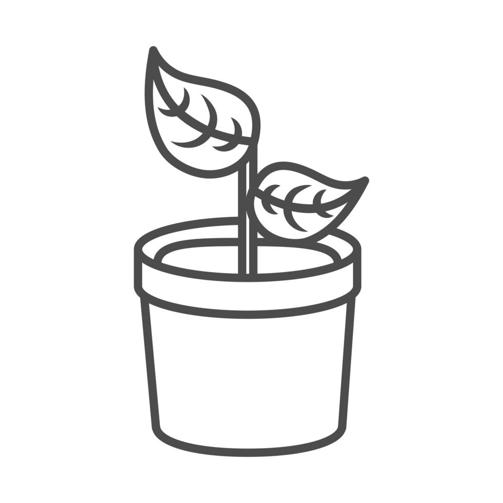 gardening sprout growing plant in pot line icon style vector