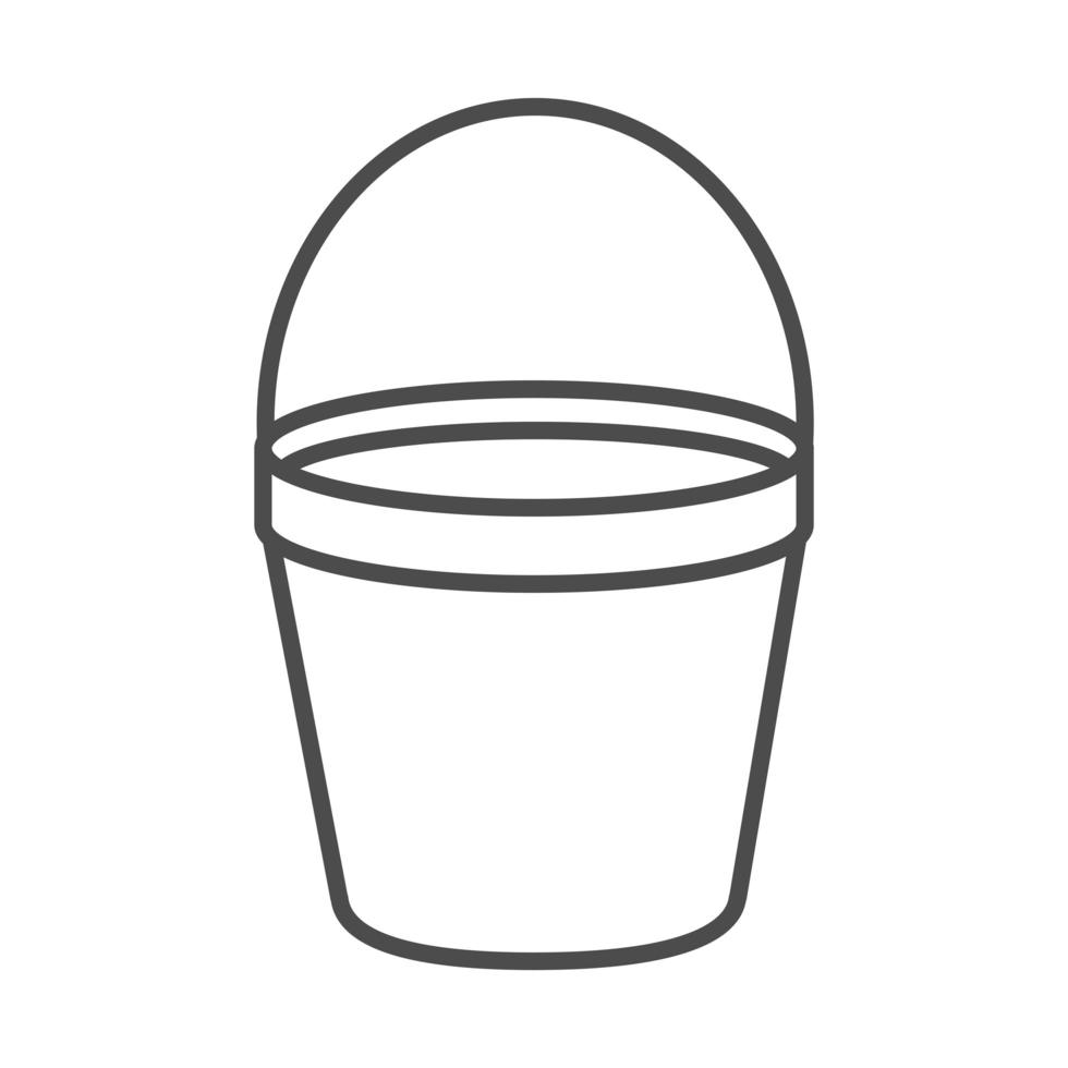 gardening metallic bucket tool line icon style vector