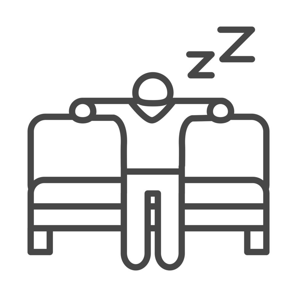 insomnia character sleeping in the sofa linear icon style vector