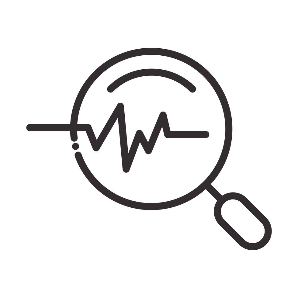 search icon pulse medical research thin line icon vector