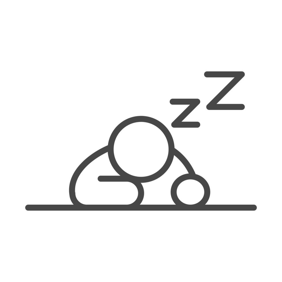 insomnio boca abajo carácter dormir estilo de icono lineal vector